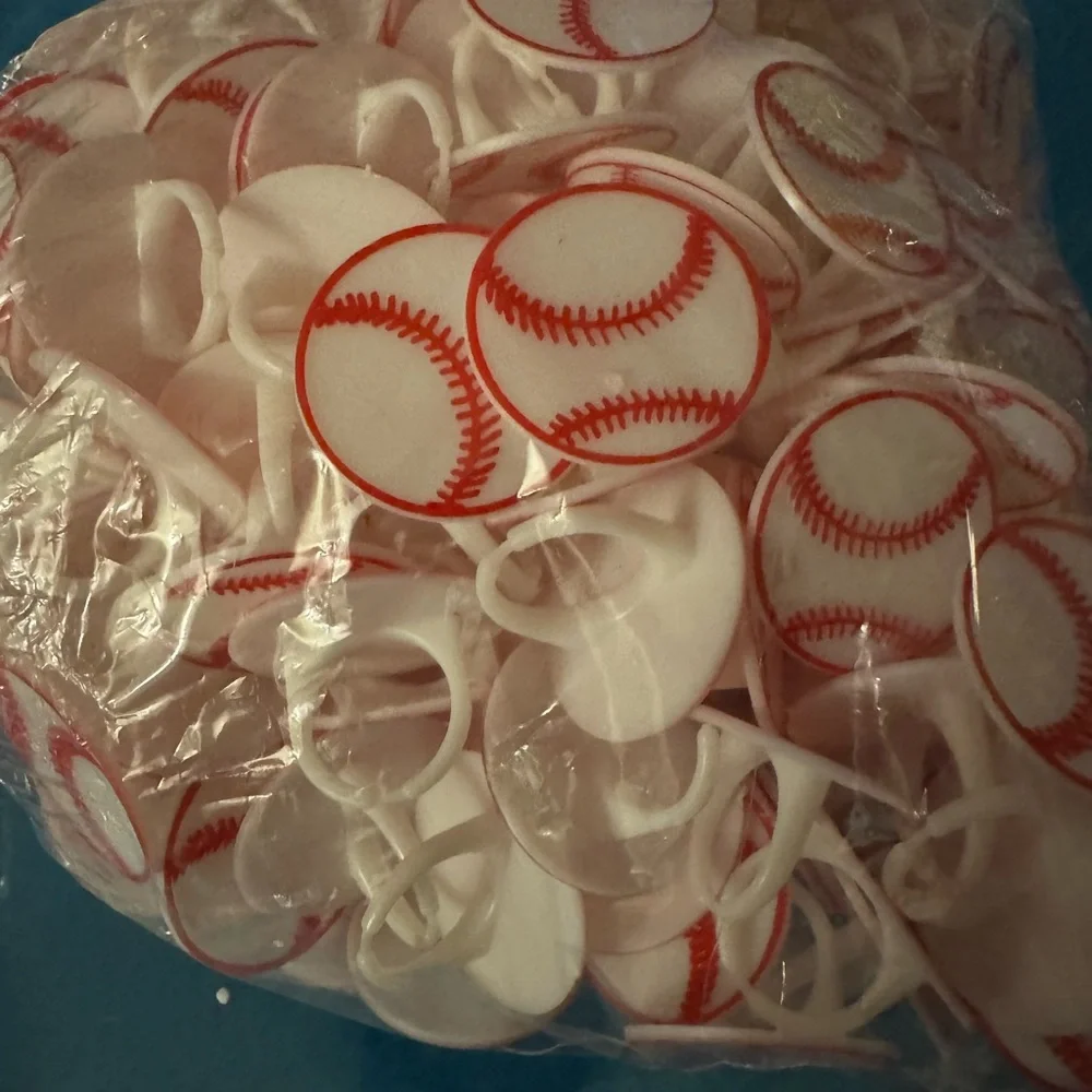Red and White Baseball Cupcake Rings and twins cupcake tops